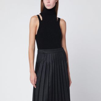 Roberto Collina Black cashmere blend turtleneck top