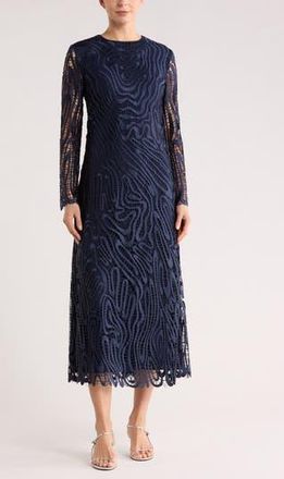 SIMKHAI Vanina Lace Long Sleeve Dress in Midnight at Nordstrom Rack, Size 10