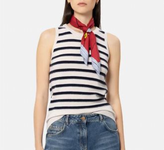 Luisa Cerano Sleeveless Knit Pullover Sweater In Multi