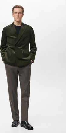 Mango Giacca velluto a coste doppiopetto slim-fit verde - Uomo - 46 - MANGO MAN