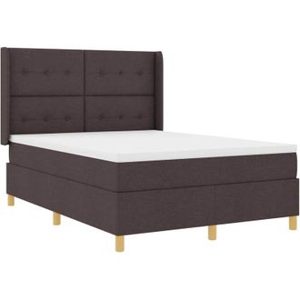 vidaXL Cama Tipo Box Spring Con Colch&oacute;n Marr&oacute;n 140 X 190 Cm Tela Vidaxl