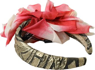Dolce & Gabbana Multicolor Floral Applique Silk Women Headband Diadem Polyester Acrylic Cotton Accessory