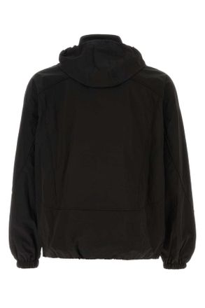 Wooyoungmi Mens Black Polyester Blend Windbreaker Giubbini