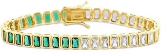 SHYMI Bezel Set Cubic Zirconia Tennis Bracelet in Gold/emerald at Nordstrom