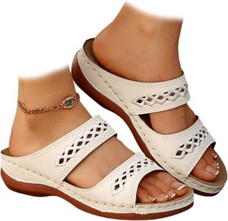 Generic Wide Width Orthopedic Sandals for Women Dressy Boho Slip-On Platform,Open Toe Summer Beach Shoes - Comfort Flat Sandals for Walking,Outdoor & Casual W