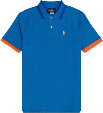 Psycho Bunny Mens Psycho Bunny Hayfield Polo Electric Teal/Orange/Blue Shirt B6K896N1PC-ELT