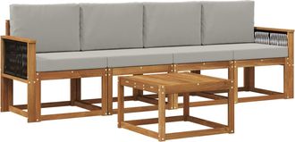 vidaXL Conjunto De Sof&aacute;s De Exterior 4 Uds. Natural Y Gris Claro Vidaxl