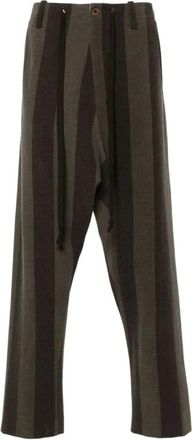 Uma Wang Brown Striped Wool Blend Trousers