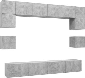 vidaXL Vidaxl - 8 Piece tv Cabinet Set Concrete Grey Engineered Wood