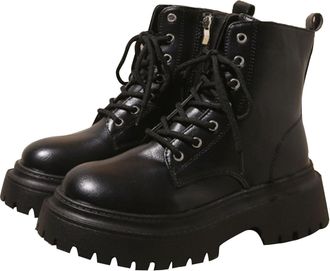 Generic Lace Up Combat Boots Women | Classic Lace-Up Chunky Boots Side Zipper Flatform Casual Boot Comfortable Walking Buckle Boots Thick Sole Non Slip Short 