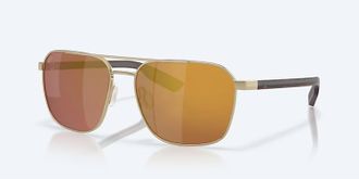 Costa Unisex Wader Polarized Sunglasses In Brushed Gold Gold Mirror