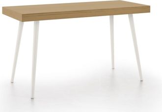 HOGAR 24 Escritorio de madera maciza natural, color encerado y blanco