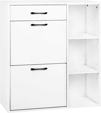 Woltu Zapatero, Zapatero Con Estantes Abiertos, Zapatero Con Caj&oacute;n, 80x30x90cm, Blanco - Woltu