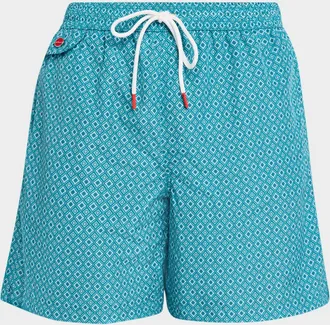 Kiton Men & apos;s Diamond Printed Swim Trunks