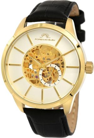 Porsamo Bleu Cassius Leather Strap Watch, 45mm in Gold at Nordstrom Rack