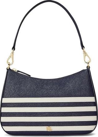 Lauren Ralph Lauren Striped Leather Medium Danni Bag Shoulder Womens Handbags Refined Navy/Soft White