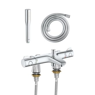 GROHE Grifo Termost&aacute;tico De Ba&ntilde;era Grohe Precision Trend Con Barra De Ducha Idroflex, Teleducha De Un Chorro Y Flexo