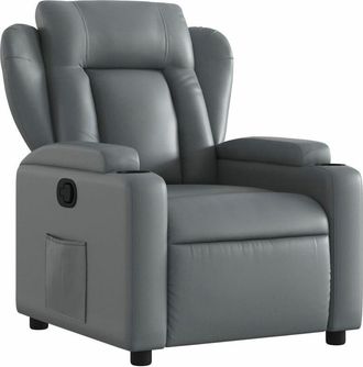 vidaXL Sillón reclinable de cuero sintético gris Vidaxl