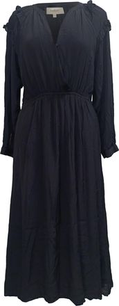 BA&SH Ba&Sh Ulla midi-jurk met V-hals in zwarte viscose