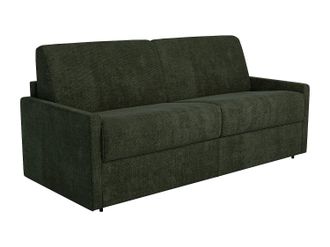 Vente-Unique Divano Letto 2 Posti Express In Tessuto Verde Abete - Rete A Doghe Larghe 120 Cm - Materasso 22 Cm Memory Foam - Calife