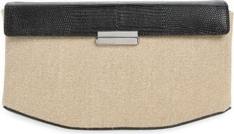 Toteme Clip Canvas & Lizard Embossed Leather Top Handle Bag in Beige/black at Nordstrom