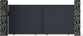 Vente-Unique Vente-unique - Cancello scorrevole L374 x H165 cm Alluminio pieno Antracite - nazario