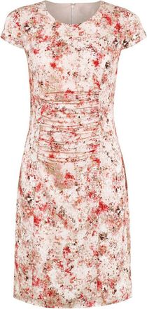 Generic Ruched/Gathered Side Abstract Floral Lightweight Summer Dress (UK, Numeric, 12, Regular, Petite) Pink Multi