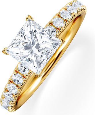 The Diamond Store Katerina GIA Princess Diamond Engagement Ring 18K Gold 1.55ct G/SI2