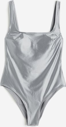 H&M Badeanzug High Leg - Graublau