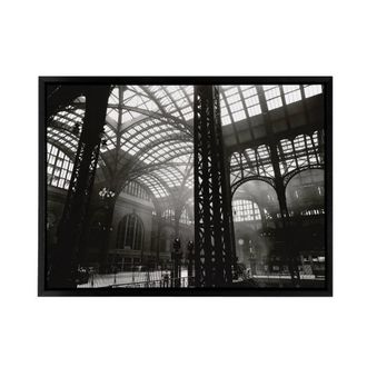 Artery8 Berenice Abbott Penn Station Interior Photo Framed Canvas Wall Art Print in Black | Size: W24 x H32