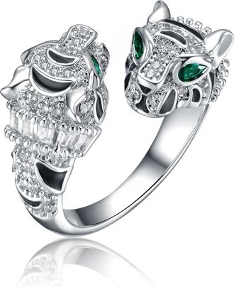 Rachel Glauber Ra Rhodium Plated Panther Bypass Ring