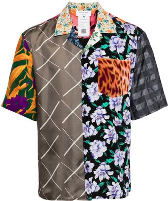 Marine Serre Regenerated colour-block silk shirt - unisex - Silk - S - Black