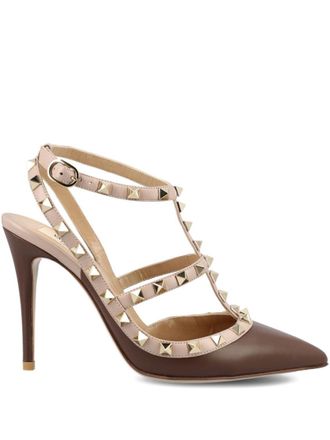 Valentino Garavani Brown Rockstud Leather Pumps