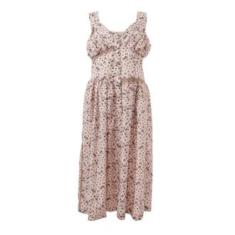 Lardini Roze Allover Printed Midi Jurk - Dames - Casual kleedjes - Roze - S - Polyester - Kleedjes