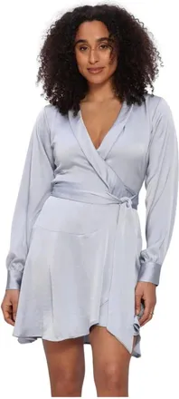 Notre-V Kleedjes, Dames, Blauw, M, Leer, Nv-Hantie Wrap Dress