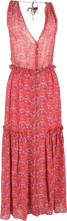 Ulla Johnson Chantelle Floral-Print Tiered Maxi Dress in Red Silk