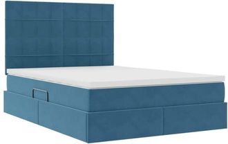 vidaXL Bed with LED Strip Lights Dark Blue 140 x 200 cm Velvet vidaXL