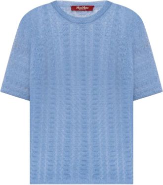 Max Mara Terzo Sweater - Dames - Ronde hals truien - Blauw - M - Wol - Truien & Vesten