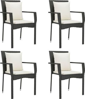 vidaXL Vidaxl - Sillas De Jard&iacute;n Con Cojines 4 Unidades Rat&aacute;n Sint&eacute;tico Negro