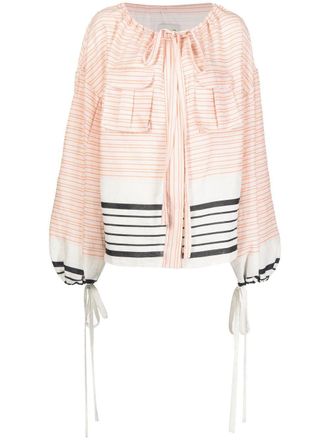 Bambah Aida striped flared blouse - Neutrals