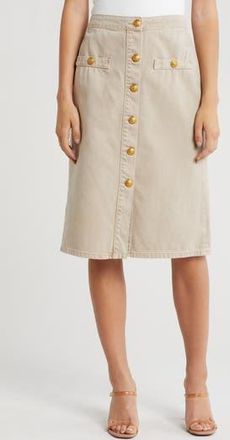 L'agence Landry Button Front Midi Skirt in Biscuit at Nordstrom Rack, Size 31