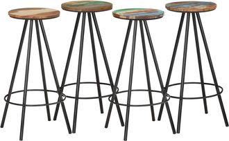 vidaXL Vidaxl - Taburetes De Cocina 4 Unidades Madera Maciza Reciclada