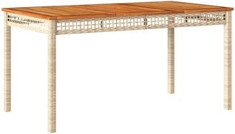 vidaXL Mesa De Jard&iacute;n Rat&aacute;n Sint&eacute;tico Madera Acacia Beige 140x80x75 Cm Vidaxl