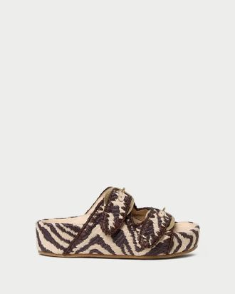 Loeffler Randall Womens Nico Two-Band Sandal In Cream Zebra