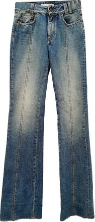 Alessandra Rich Flared Jeans in Light Blue Cotton Denim
