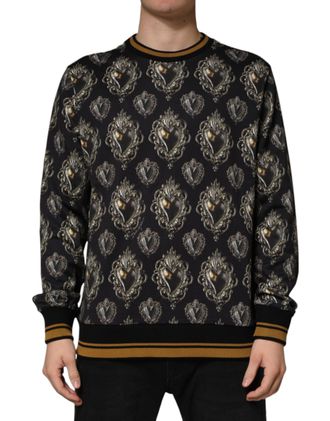 Dolce & Gabbana Mens Black Sacred Heart Cotton Sweatshirt Sweater Clothing