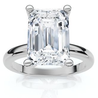 Pompeii3 3Ct Emerald Solitaire Moissanite Engagement Ring in White Yellow or Rose Gold
