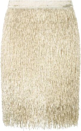 Moschino Rechte Midirok - Dames - Korte rokken - Beige - M - Leer - Rokken