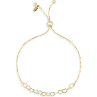 Argento Vivo Micro Heart Frontal Slider Bracelet in Gold at Nordstrom Rack