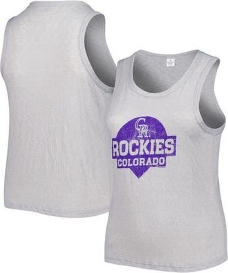 Soft As A Grape Womens Soft as a Grape Gray Colorado Rockies Plus Size High Neck Tri-Blend Tank Top at Nordstrom, Size 3X